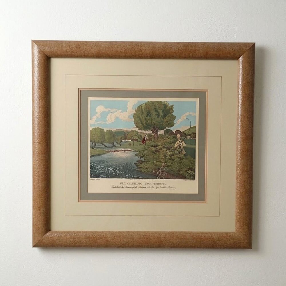 James Pollard Fly Fishing For Trout Waltonian Society Framed Lithograph Sporting
